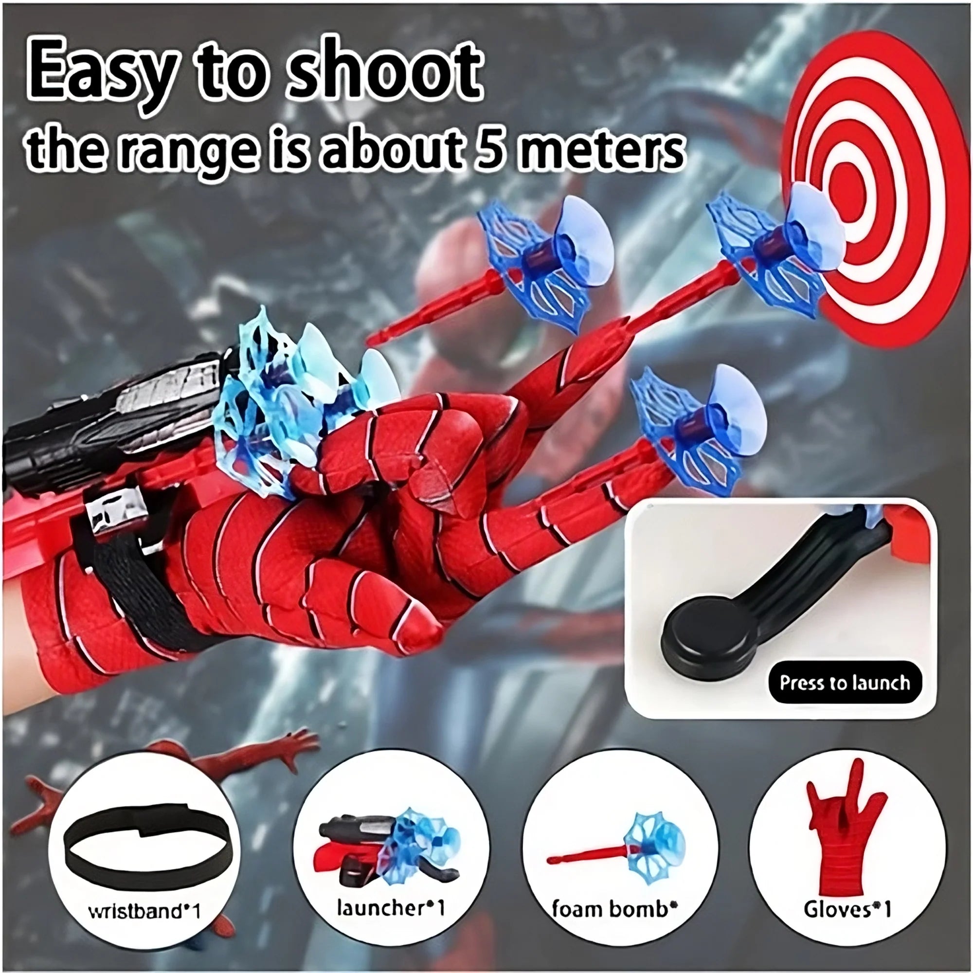 Spiderman Wrist Shooter - Launcher Transmitter Set For Kids - Miraaj